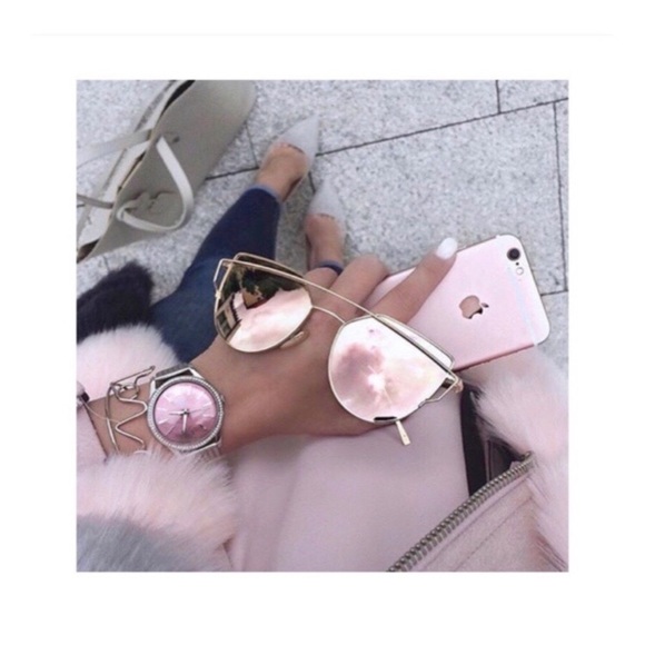 LAST ONE • Pink Mirrored Cat Eye Aviator Sunnies - Picture 4 of 8
